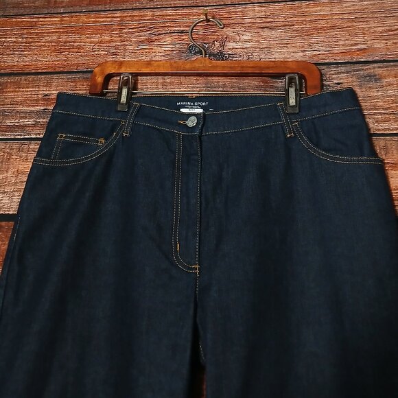 Marina Rinaldi Sport Jeans Size 25 US 16 Dark Wash Indigo Mid Rise Wide Leg - Picture 4 of 10